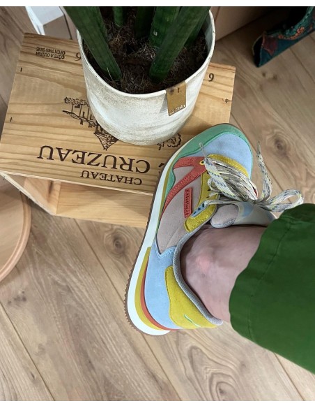 Baskets Running Vert Ciel Saumon Andrée M.MOUSTACHE