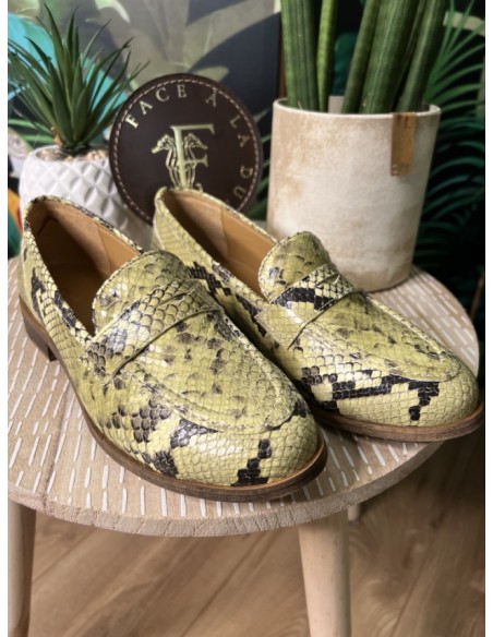Mocassins Cuir Lux Jaune Bella Face à la Dune