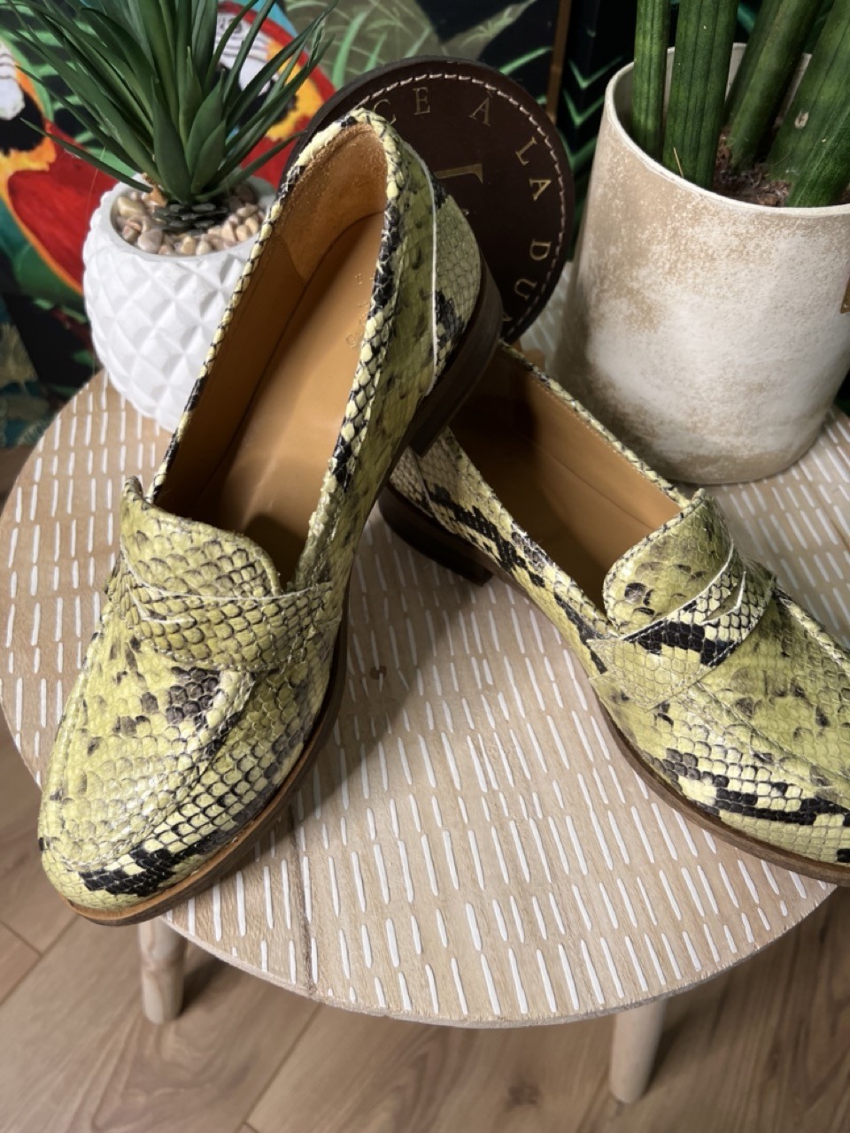 Mocassins Cuir Lux Jaune Bella Face à la Dune