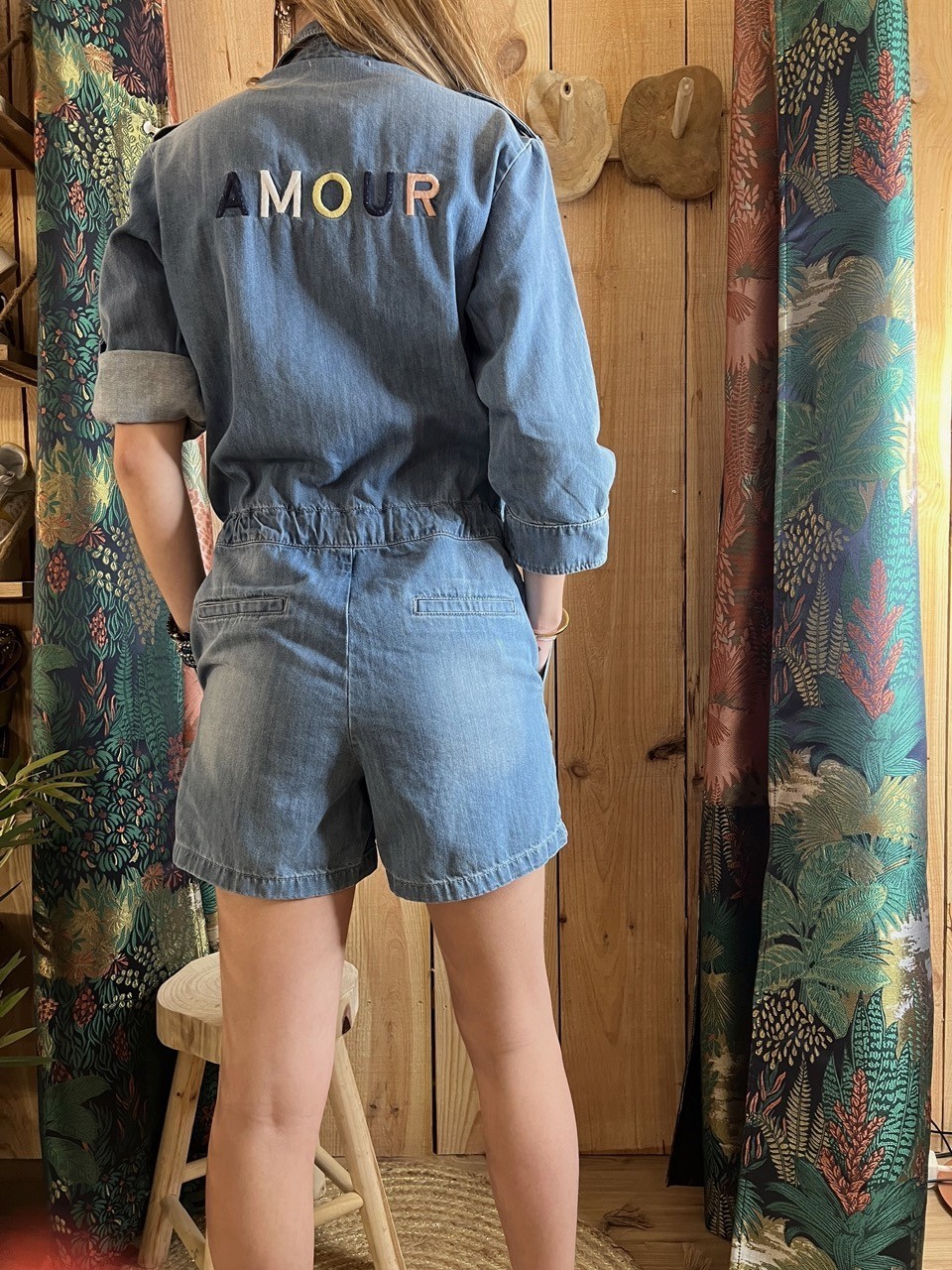 Combi Short Manches 3/4 Dos Broderie Amour...