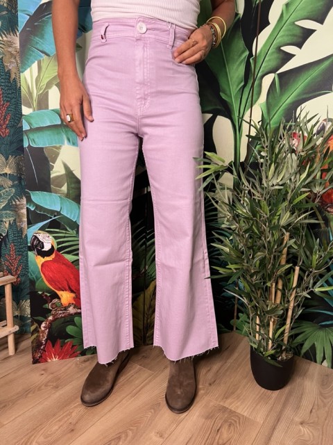 Jean Couleur Cropped Evasé Taille Haute Bas Effiloché... 2