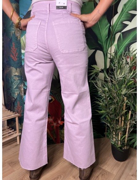 Jean Couleur Cropped Evasé Taille Haute Bas Effiloché Fauve  FAM