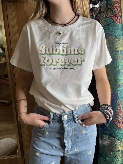 Tee Shirt Oversize MC Col Rond Sublime Forever White...