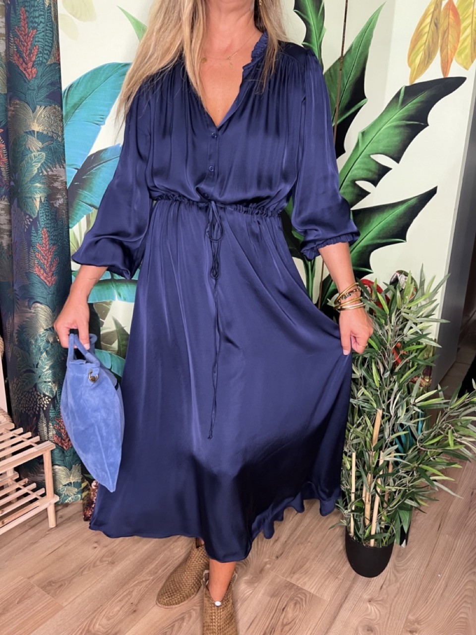 Robe Chemise Manches Longues Silky Touch Pako...