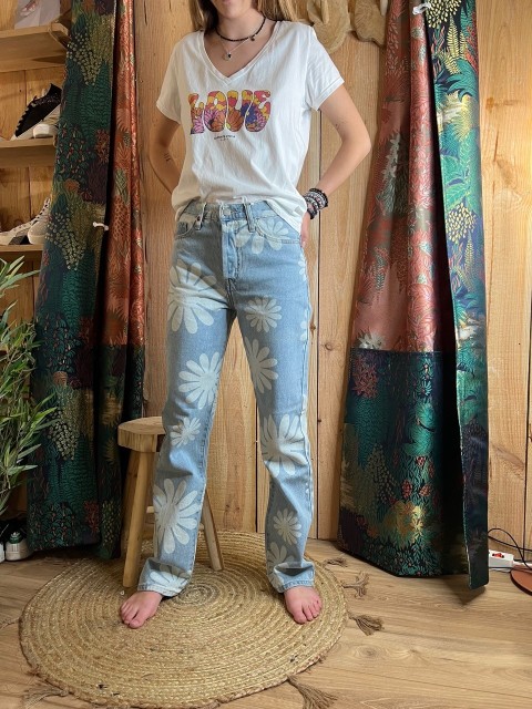 Jean Mi Straight Taille Mi-Haute Paoli Print FAM