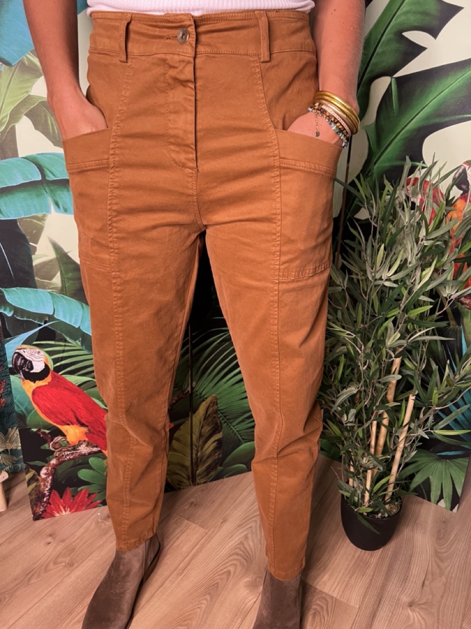 Pantalon Taille Haute 9/10 Stone Maille Pako Litto