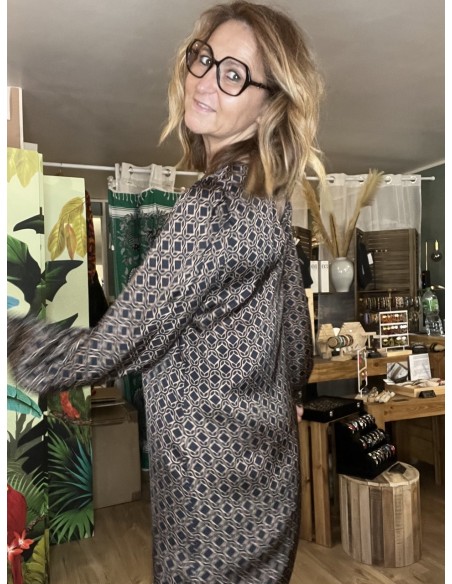 Robe à Imprimé graphique bicolore Noir Camel Pete La Petite Etoile