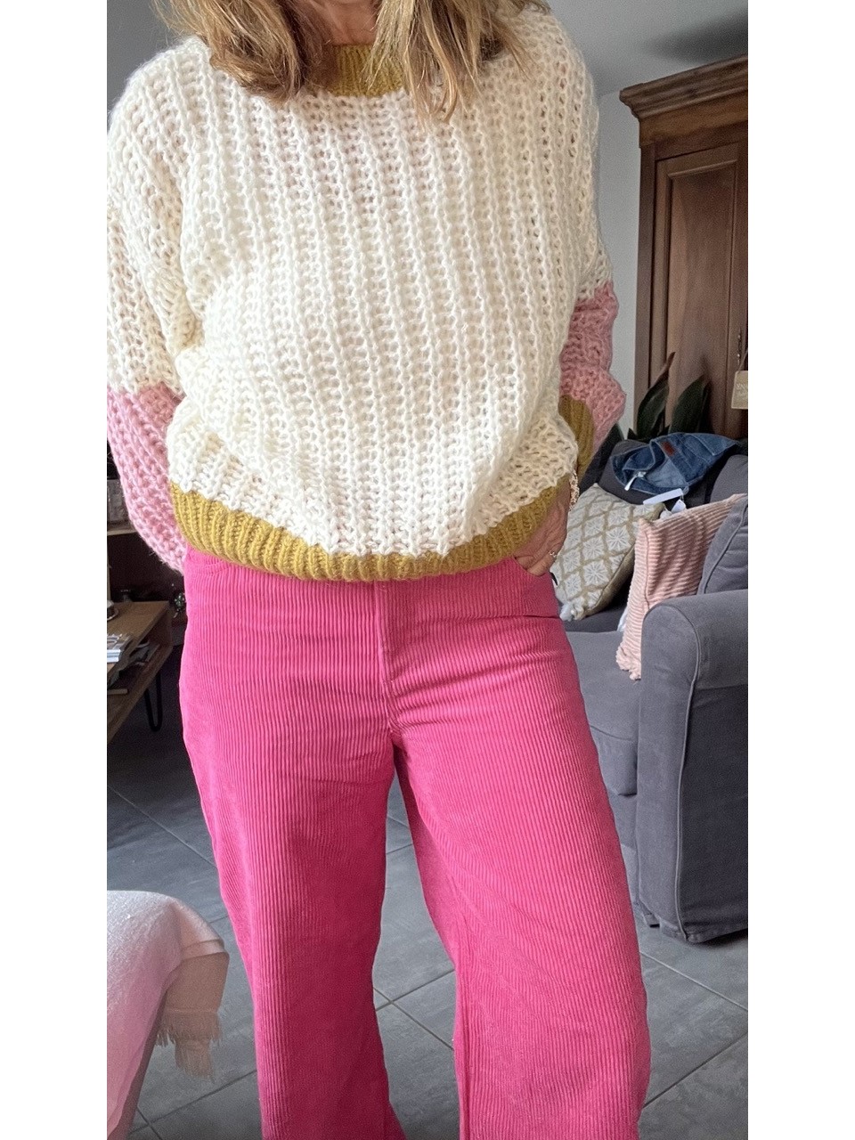 Pantalon large droit velours côtelé...