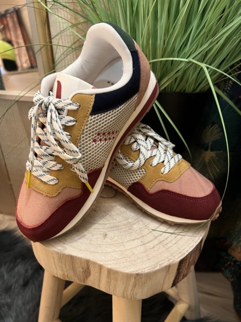 Baskets Running Gabrielle Suède Mesh Bordeaux Nude...