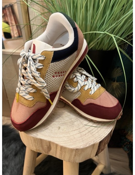 Baskets Running Gabrielle Suède Mesh Bordeaux Nude M.MOUSTACHE