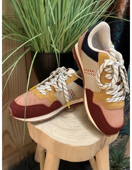 Baskets Running Gabrielle Suède Mesh Bordeaux Nude M.MOUSTACHE