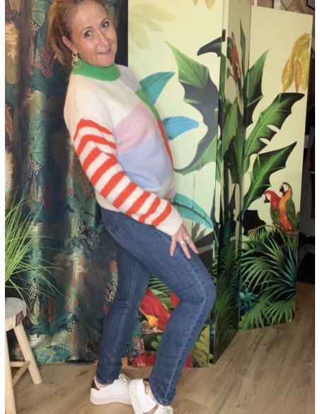 Pull à col rond multicolore Pulz Jeans