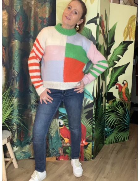 Pull à col rond multicolore Pulz Jeans