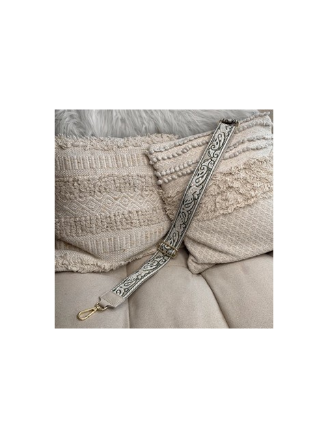 Sangle de Sacs Toile de Coton et Cuir Motif Bandana...