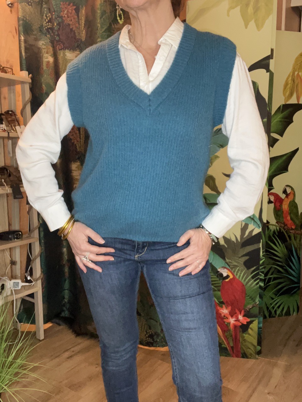 Pull Débardeur Bleu Canard Mélia Artlove