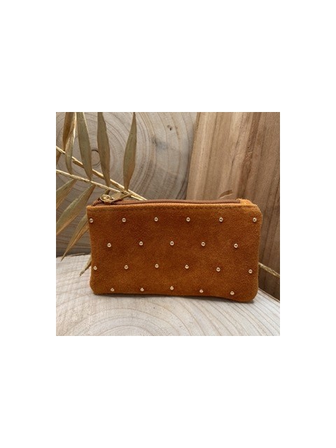 Porte Monnaie Suède Jenna Cherry Paris Leather
