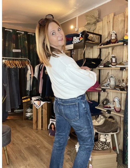 Pull Blanc Manches Bouffantes Solbrit MSCH