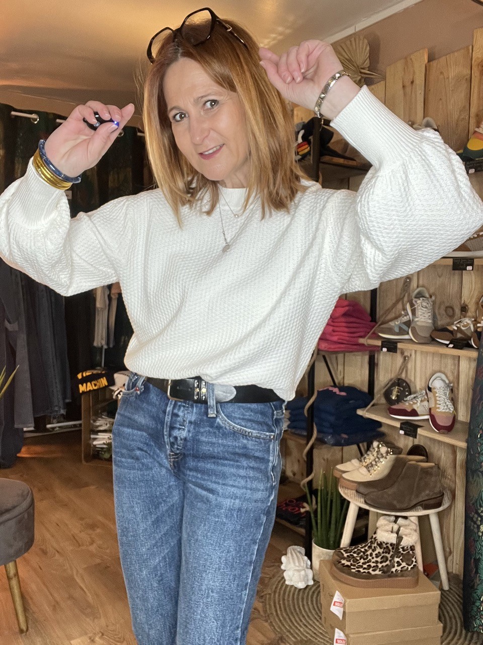 Pull Blanc Manches Bouffantes Solbrit MSCH