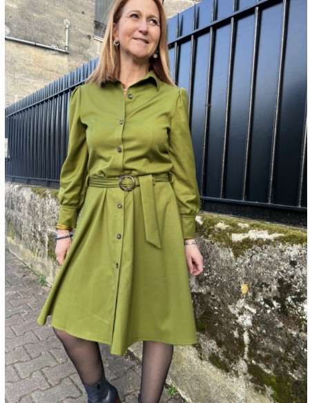 Robe chemise midi ceinture boucle Studio Parisien