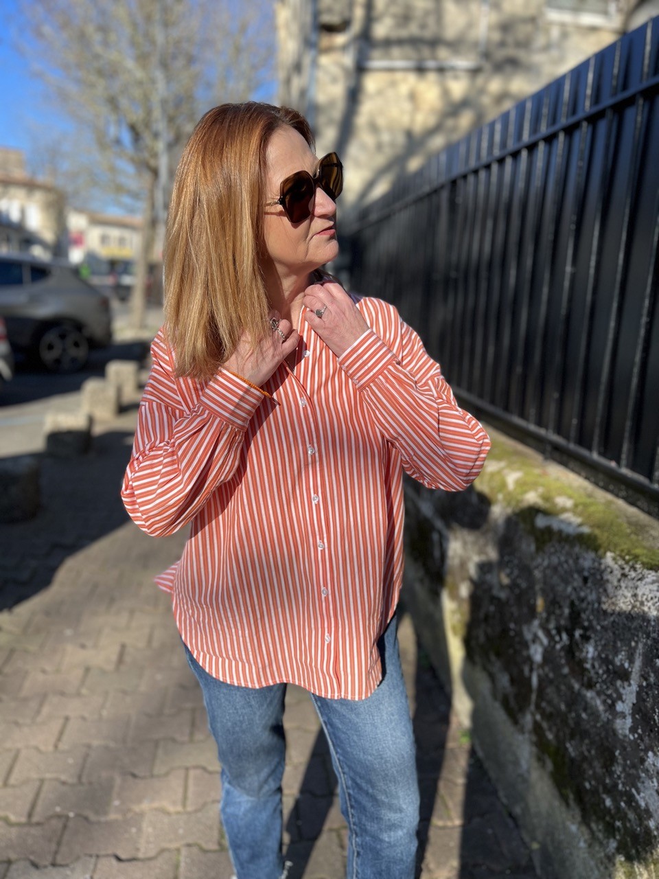 Chemise Longue Rayée Coton Organic Emma Selected