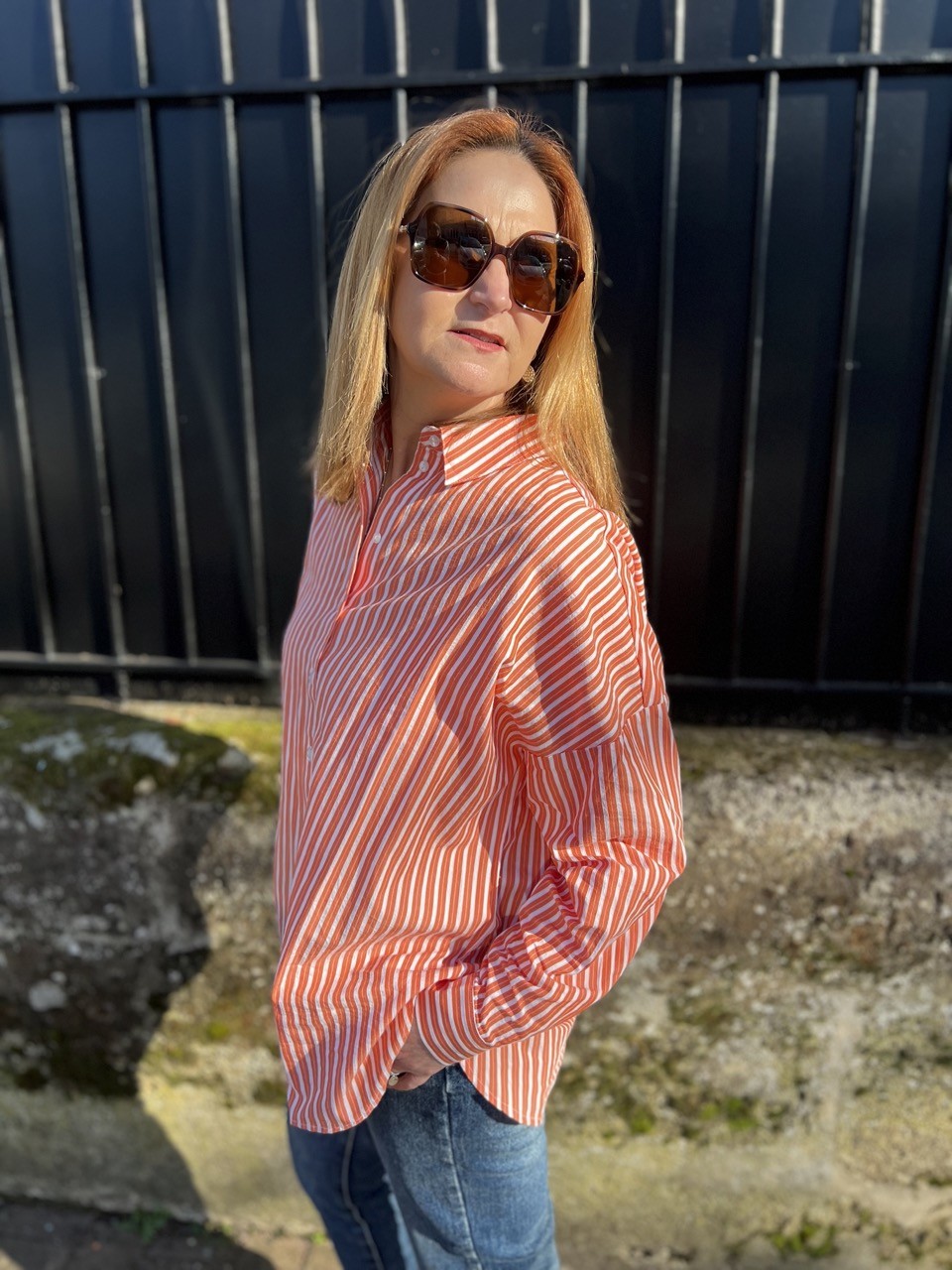 Chemise Longue Rayée Coton Organic Emma Selected