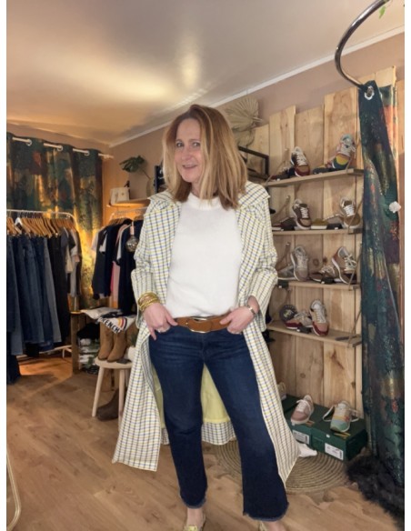 Manteau Long Demi Saison Motifs à Carreaux Costercopenhagen