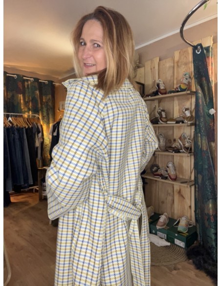 Manteau Long Demi Saison Motifs à Carreaux Costercopenhagen