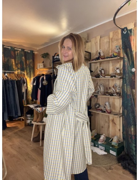 Manteau Long Demi Saison Motifs à Carreaux Costercopenhagen