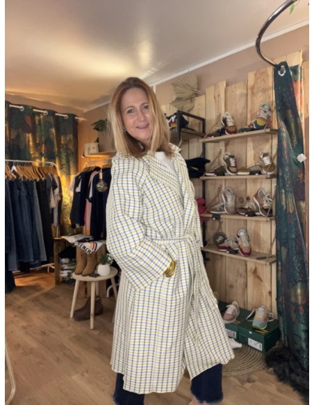Manteau Long Demi Saison Motifs à Carreaux Costercopenhagen