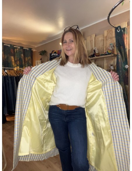 Manteau Long Demi Saison Motifs à Carreaux Costercopenhagen