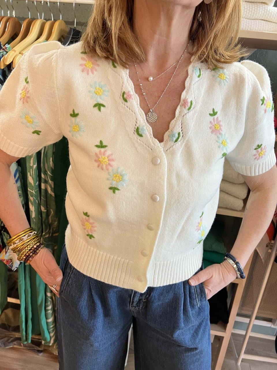 Cardigan brodé manches courtes Aida Artlove