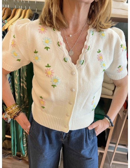 Cardigan brodé manches courtes Aida Artlove