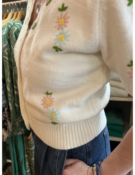 Cardigan brodé manches courtes Aida Artlove