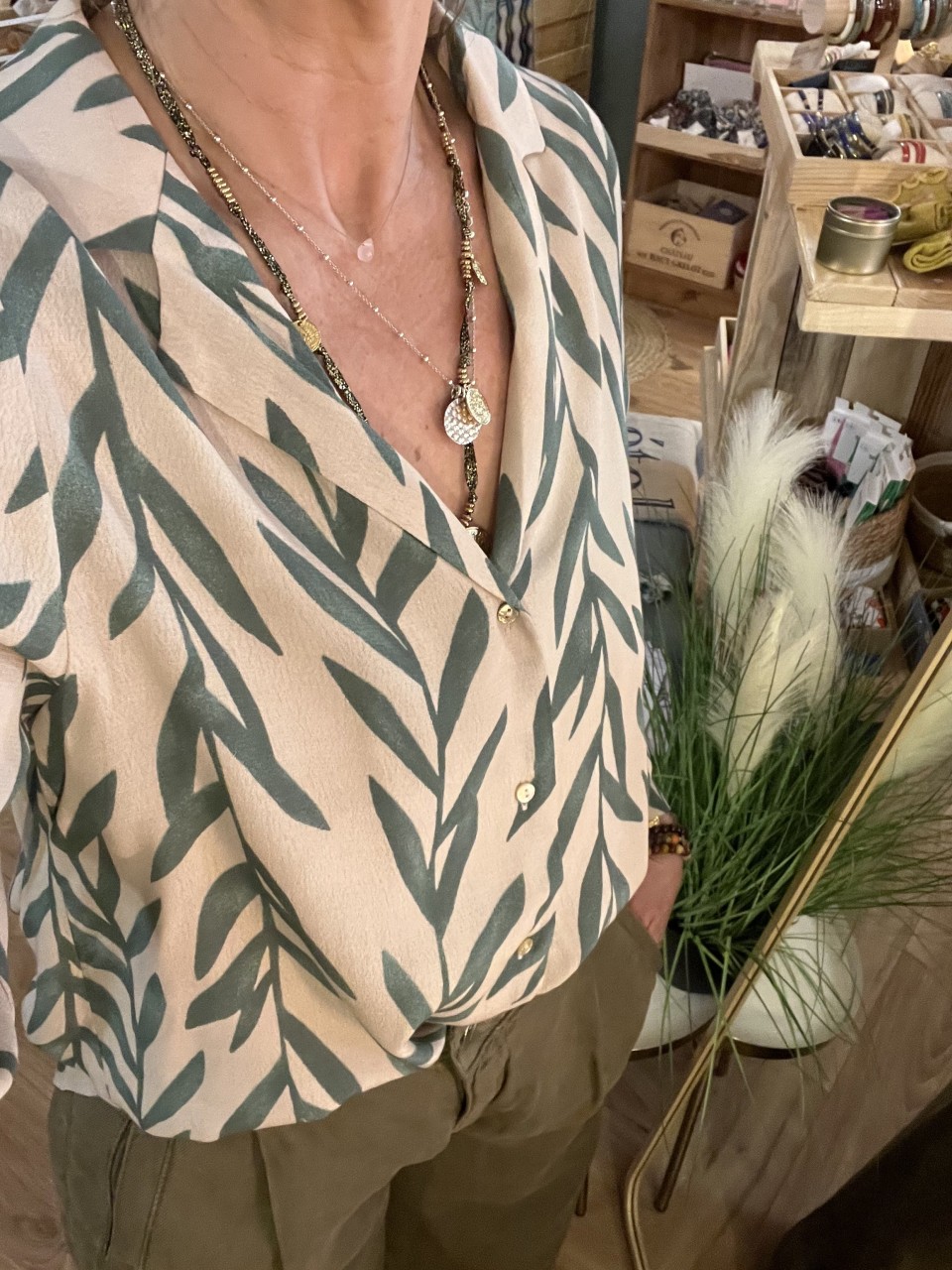 Chemise Viscose Imprimé Feuilles Skatie