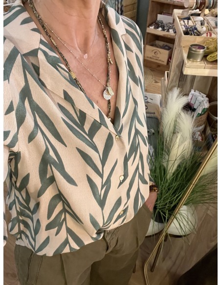Chemise Viscose Imprimé Feuilles Skatie