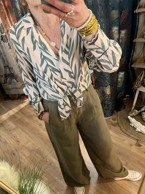 Chemise Viscose Imprimé Feuilles Skatie