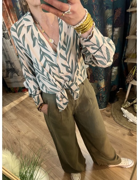 Chemise Viscose Imprimé Feuilles Skatie