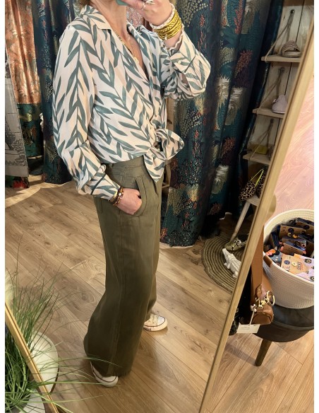 Chemise Viscose Imprimé Feuilles Skatie