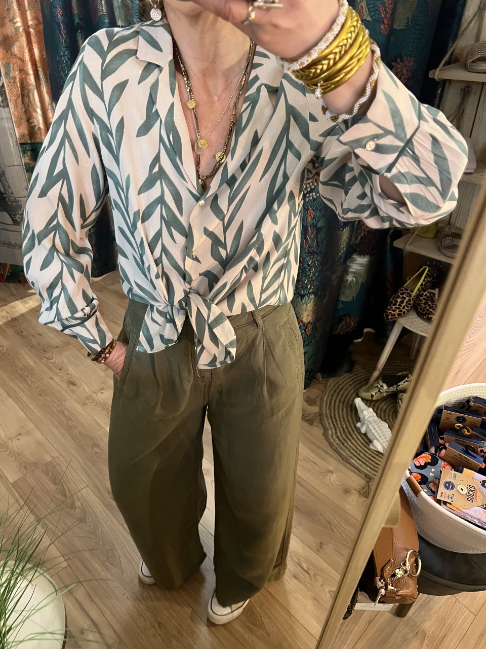 Chemise Viscose Imprimé Feuilles Skatie