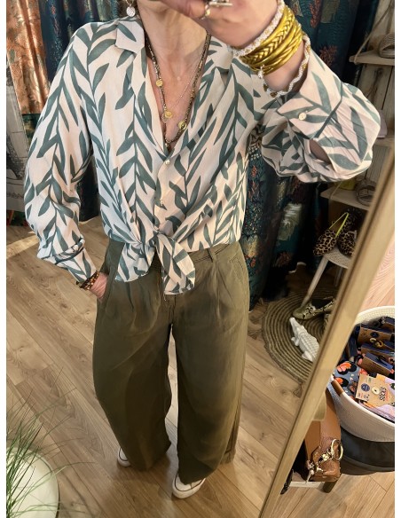 Chemise Viscose Imprimé Feuilles Skatie