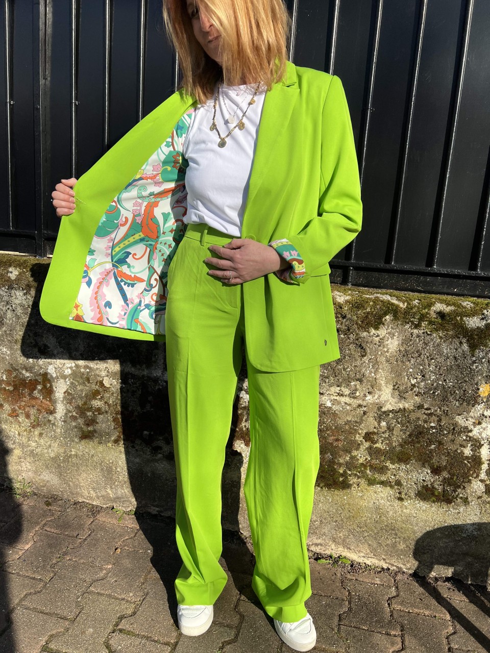 Veste Blazer Vert Anis Doublure Imprimée...