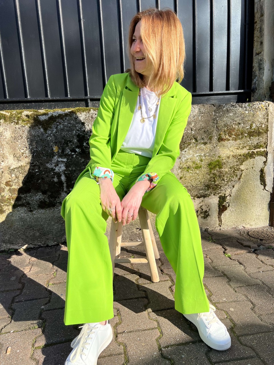 Veste Blazer Vert Anis Doublure Imprimée...