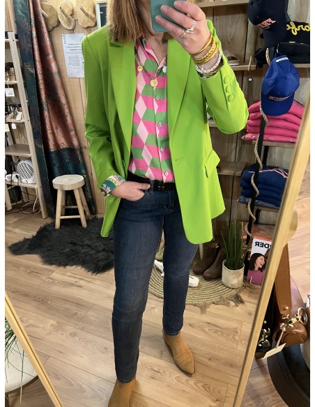 Veste Blazer Vert Anis Doublure Imprimée Costercopenhagen