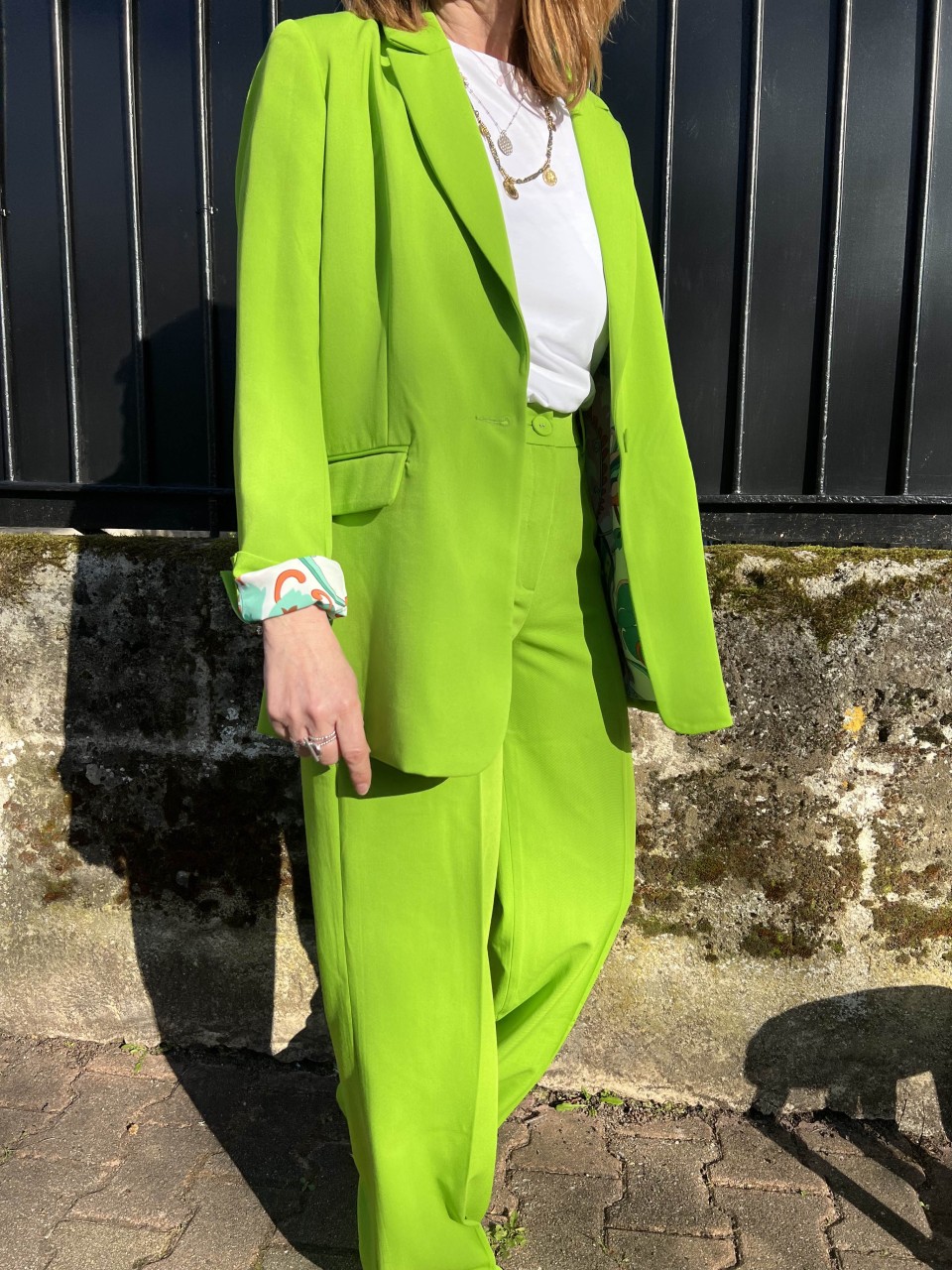 Pantalon droit et large Vert Anis Petra Fit...