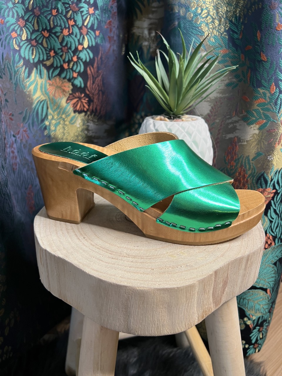 Sabots Color Block Green Metallic Arline HOOF