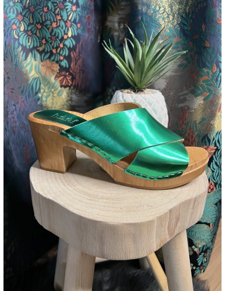 Sabots Color Block Green Metallic Arline HOOF