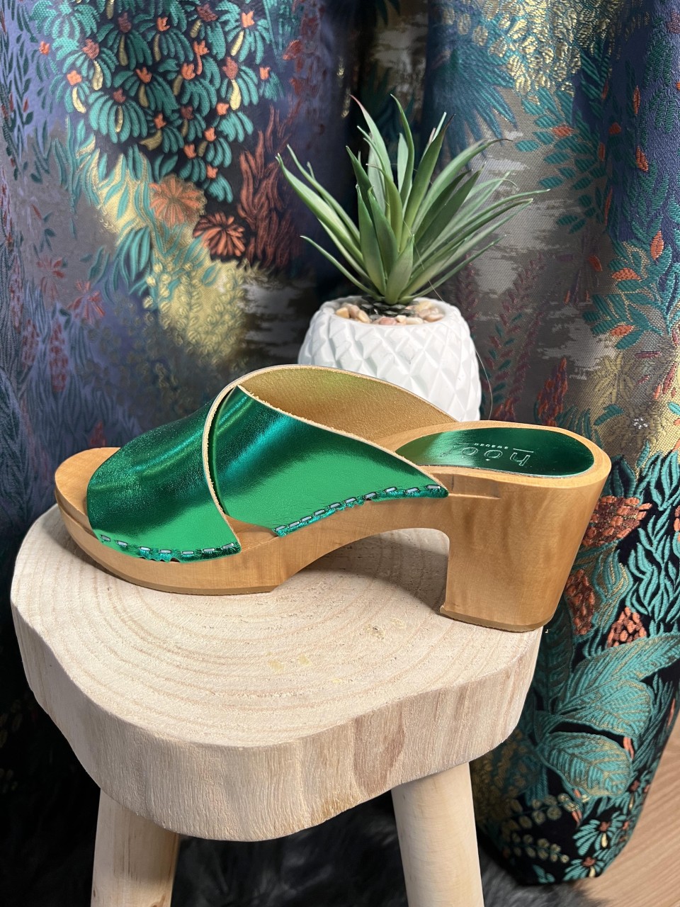 Sabots Color Block Green Metallic Arline HOOF