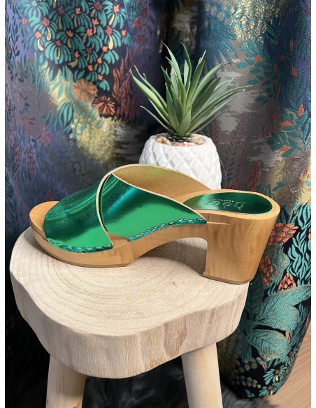 Sabots Color Block Green Metallic Arline HOOF