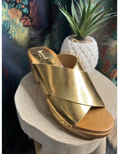 Sabots Color Block Gold Metallic Arline HOOF