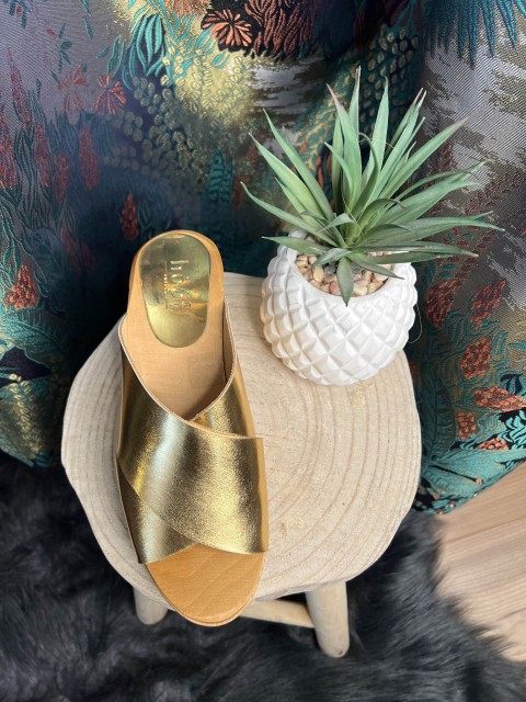 Sabots Color Block Gold Metallic Arline HOOF 2